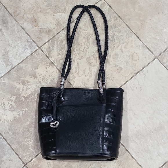 Brighton Handbags - Brighton Black Croc-Patterned Shoulder Bag